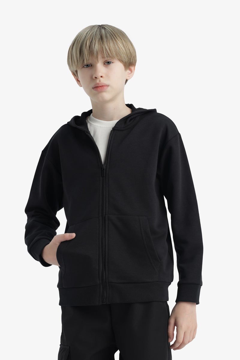 DeFacto Black Boy Boy Basic Zip-Up Hoodie Casual - Image 4
